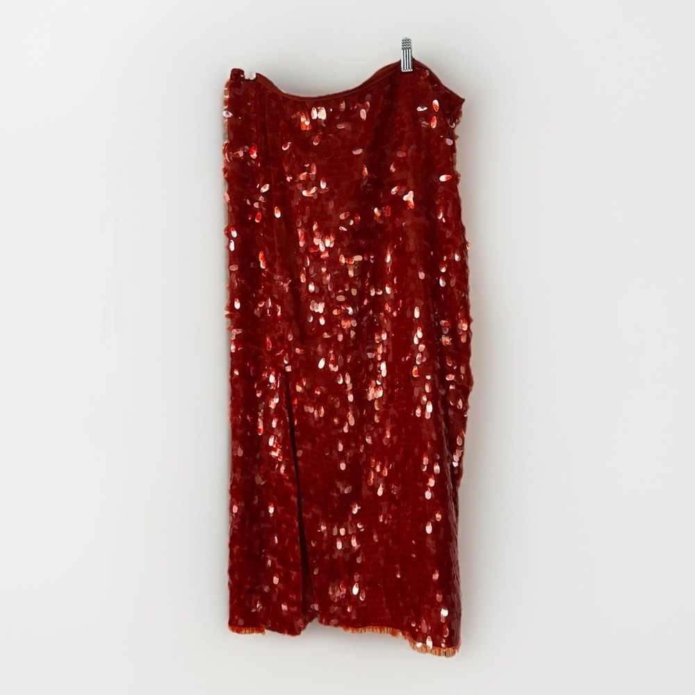 Zara Woman Midi Chunky Sequin Skirt Orange Rare Size XL - Picture 2 of 9